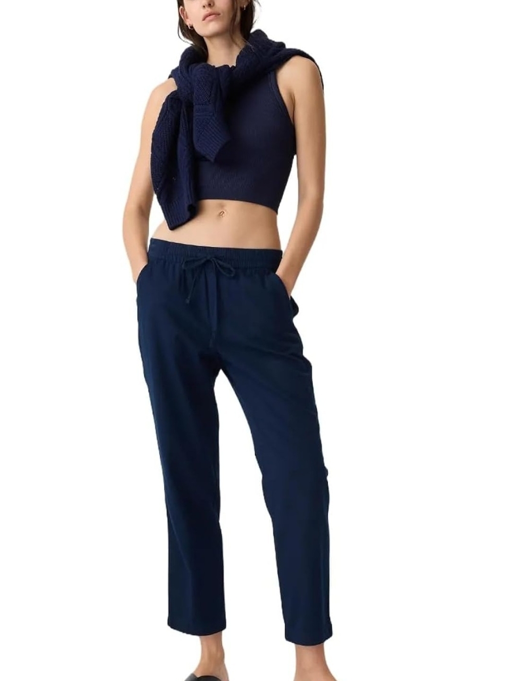 GAP Women’s Navy Drawstring Pants - Classic Pull-On - Size Large Short